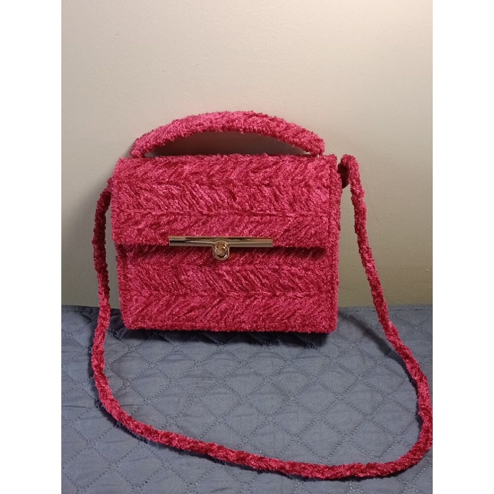 Velvet Textured Bag Color Raspberry